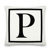 Letter P Border Monogram Decorative Throw Pillow Cushion, Pillow, $ 71.50, A Moment Of Now™